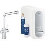 Baterie de bucatarie Grohe Blue Home, starter kit, pipa tip L, crom, 31454000