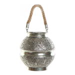 Suport de Lumânări DKD Home Decor Argintiu Metal Въже (17 x 17 x 19 cm), DKD Home Decor