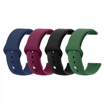 Set 4 curele universale din silicon 22mm compatibile cu Samsung Watch46 Gear S3 Moro 360 2nd 46 Fossil Q Founder 2.0 negru bleumaren verde grena, krasscom