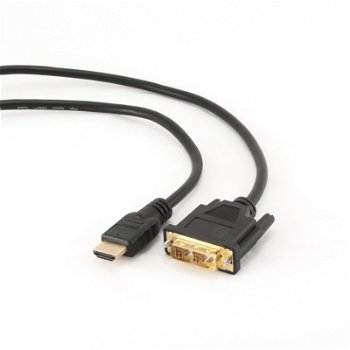 Cablu de date HDMI-DVI tata-tata, conectori auriti, lungime cablu: 1.8m, bulk, Negru, GEMBIRD (CC-HDMI-DVI-6), GEMBIRD
