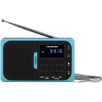Radio portabil de buzunar Blaupunkt PR5BL, AM / FM, USB / microSD, Albastru, Blaupunkt