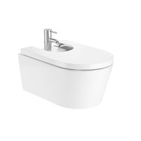 Bideu Roca Inspira Round A357525000, suspendat, cu orificiu pentru baterie standard, Alb, Roca