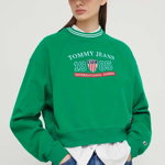Tommy Jeans bluză Archive Games femei, culoarea verde, cu imprimeu DW0DW18537, Tommy Jeans