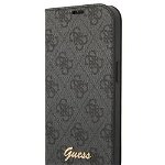 Husa tip carte Guess PC/TPU 4G metalic pentru iPhone 14 Pro Max, Negru