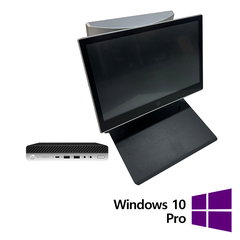 Pachet POS Refurbished HP 800 G3 Mini, 14 Inch HP L7014t Touchscreen + 10 Inch HP L7010t, Intel Core i5-6500T 2.50GHz, 8GB DDR4, 256GB SSD + Windows 10 Pro, HP