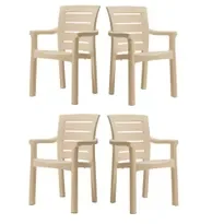Set 4 scaune terasa RAKI MILANO WOOD D60xH90xW57xSH45cm culoare cappuccino, polipropilena/fibra sticla, Raki