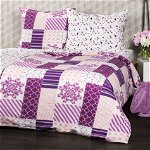 Lenjerie de pat din crep 4Home Patchwork violet, 140 x 220 cm, 70 x 90 cm, 4Home