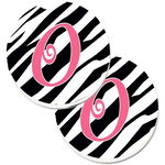 Caroline`s Treasures Monograma inițială O Zebra Stripe și roz Set de 2 Cupa Titular Car Coasters Large, 