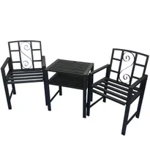 Set masuta si 2 scaune pentru gradina, metalice, 151x50x84 cm, maxim 140 kg, fara perne, Vivatechnix