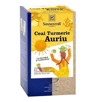 Ceai de Turmeric Auriu cu Ghimbir si Cardamom Sonnentor, bio, 18 plicuri, Sonnentor