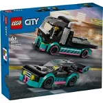 Set de construit LEGO® City, Masina de curse si camion transportator, 328 piese, LEGO