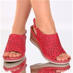Sandale piele ecologica rosii Zora, 