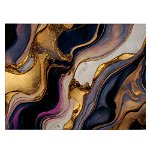 Tablou abstract imitatie marmura, auriu, maro, albastru 1413 - Material produs:: Tablou canvas pe panza CU RAMA, Dimensiunea:: 70x100 cm, 