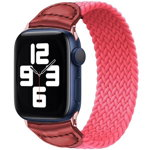 Curea iUni compatibila cu Apple Watch 1/2/3/4/5/6, 42mm, Braided Solo Loop, Pink