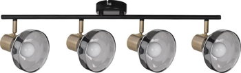Plafoniera Activejet Bandă de reflectoare cvadruplă Lampă de perete de tavan neagră și aurie Activejet LISA E14 pentru sufragerie, Activejet