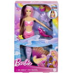 Papusa sirena cu par roz Barbie Color Change, Barbie