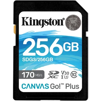 Kingston Card de memorie SD Kingston Canvas GO Plus, 256GB, Clasa 10, UHS-I, Adaptor inclus