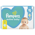 Scutece Pampers Active Baby Marimea 2, Nou Nascut, 4-8 kg, 43 buc
