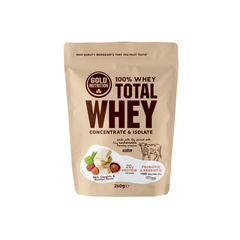 Pudra proteica cu aroma de ciocolata alba si alune Total Whey, 260 g, Gold Nutrition