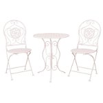 Set mobilier gradina 2 scaune pliabile si masa fier forjat alb Garden &Oslash 60 cm x 70 h