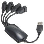 Hub USB 2.0 cu 4 port-uri,Calitate Premium, Negru