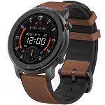 Smartwatch Huami Amazfit GTR, Display AMOLED 1.39", Bluetooth, GPS, Bratara Piele 47mm, Android/iOS (Maro/Negru)