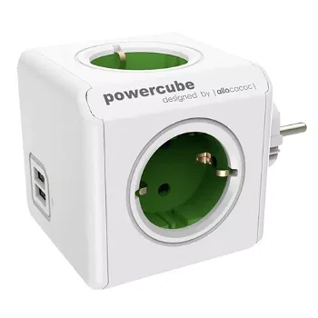 Priza 2 x USB Allocacoc Power Cube Original Green