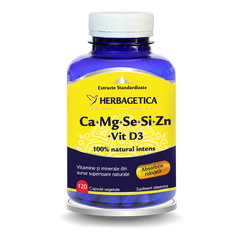 Ca+Mg+Se+Si+Zn cu Vit D3, 120 capsule vegetale, Herbagetica Ca+Mg+Se+Si+Zn cu Vit D3, 120 capsule vegetale, Herbagetica