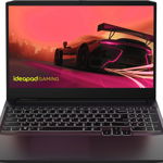 Laptop Lenovo Gaming 15.6'' IdeaPad 3 15ACH6, FHD IPS, Procesor AMD Ryzen™ 5 5600H, 8GB DDR4, 256GB SSD, GeForce GTX 1650 4GB, No OS, Shadow Black