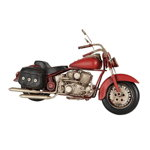Macheta motocicleta retro din metal rosu 28 cm x 9 cm x 15 h