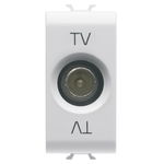 PRIZA TV COAXIALA, ECRANARE CLASA A - CONECTOR TATA IEC 9,5 mm - DIRECT - 1 MODUL - ALB LUCIOS - ANTIBACTERIAN - CHORUSMART, Gewiss