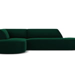 Coltar stanga 4 locuri, Ruby, Micadoni Home, BL, forma rotunjita, fara cotiera, 273x180x69 cm, catifea, verde bottle, Micadoni Home