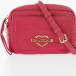 Moschino Love Nylon Crossbody Bag With Golden Logo Pink, Moschino