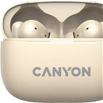 Słuchawki Canyon CANYON OnGo TWS-10 ANC+ENC, Bluetooth Headset, microphone, BT v5.3 BT8922F, Frequence Response:20Hz-20kHz, battery Earbud 40mAh*2+Charging case 500mAH, type-C cable length 24cm,size 63.97*47.47*26.5mm 42.5g, Beige, Canyon