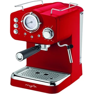 Espressor manual MYRIA MY4052, 1.25l, 1100W, 15 bar, rosu-argintiu