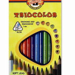 Creioane colorate, triunghiulare, 24 culori/set, KOH-I-NOOR Triocolor