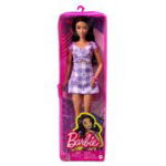 Papusa bruneta cu rochie mov Barbie Fashionista, 