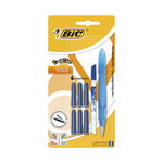 Stilou cu 6 rezerve si mini pic Easy Clic Standard Bic, Albastru