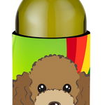 Caroline`s Treasures Ciocolata Brown pudel St Patrick`s Day sticla de vin băutură Izolator Hugger Multicolore Wine Bottle, 