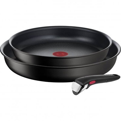 Set 3 piese TEFAL Ingenio Unlimited L7638942, maner detasabil, invelis antiaderent Titan, inductie, negru, Tefal