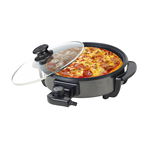 Tigaie electrica rotunda Floria ZLN4957, pizza grill, diametru 36 cm, 1500 W, capac sticla, 