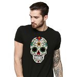 Tricou barbati negru - Sugar Skull Colorful, THEICONIC