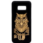 Husa vintage din lemn acacia pentru Samsung Galaxy S8 Plus, pirogravura - Acacia wood vintage case for Samsung Galaxy S8 Plus, phyrography "Owl- Wisdom Feng Shui Symbol", HNN