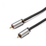 Cablu audio-video Serioux Premium Gold, RCA tata - RCA tata, conductori 99.99% cupru fara oxigen, mufe din metal aliaj Zinc, conectori auriti 24k, dublu ecranat, discuri magnetice, 1.5m, negru, SERIOUX