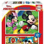 Puzzle 2 in 1 Educa, Disney Mickey Mouse, Fun House, 2x20 piese