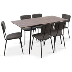 Set masa extensibila si scaune Shazam Tania 7buc MDF culoarea nuc - gri inchis 120 - 160x80x76cm, Pako World