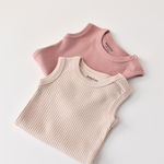 Set de 2 body-uri fara maneci din bumbac organic si modal - Roz/Blush BabyCosy, BabyCosy