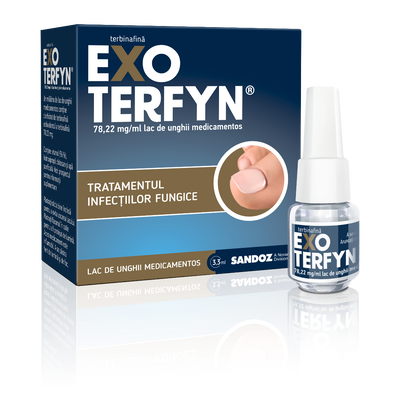 Exoterfyn lac de unghii medicamentos, 78.22 mg//ml, 3.3 ml, Sandoz