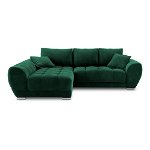 Colțar extensibil cu tapițerie de catifea și șezlong pe partea stângă Windsor & Co Sofas Nuage, verde smarald, Windsor & Co Sofas