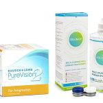 PureVision 2 pentru Astigmatism (6 lentile) + Solunate Multi-Purpose 400 ml cu suport, Bausch & Lomb